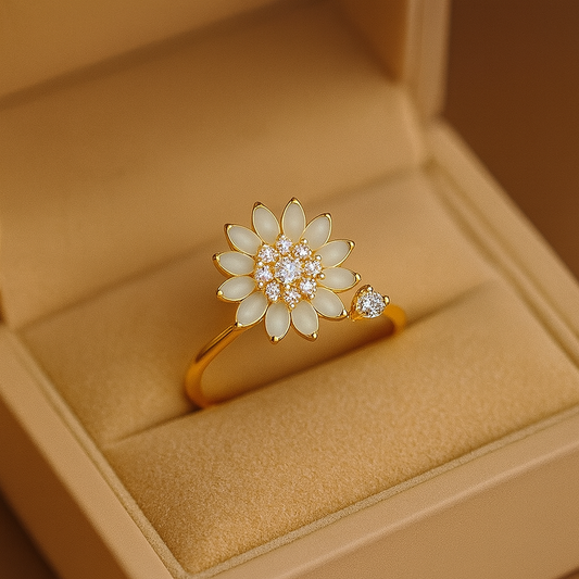 ✨ Spinnable Sunflower Sparkle Ring (Trending)