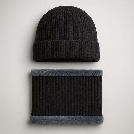 Winter Premium Fleece-Lined Beanie + Neck Warmer Set (Unisex)